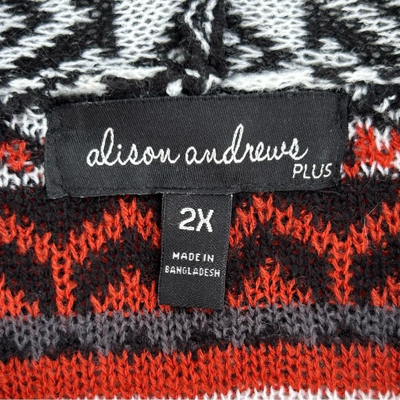 ALISON ANDREWS Black Rust Open Cardigan Sweater 2X - Picture 3 of 7